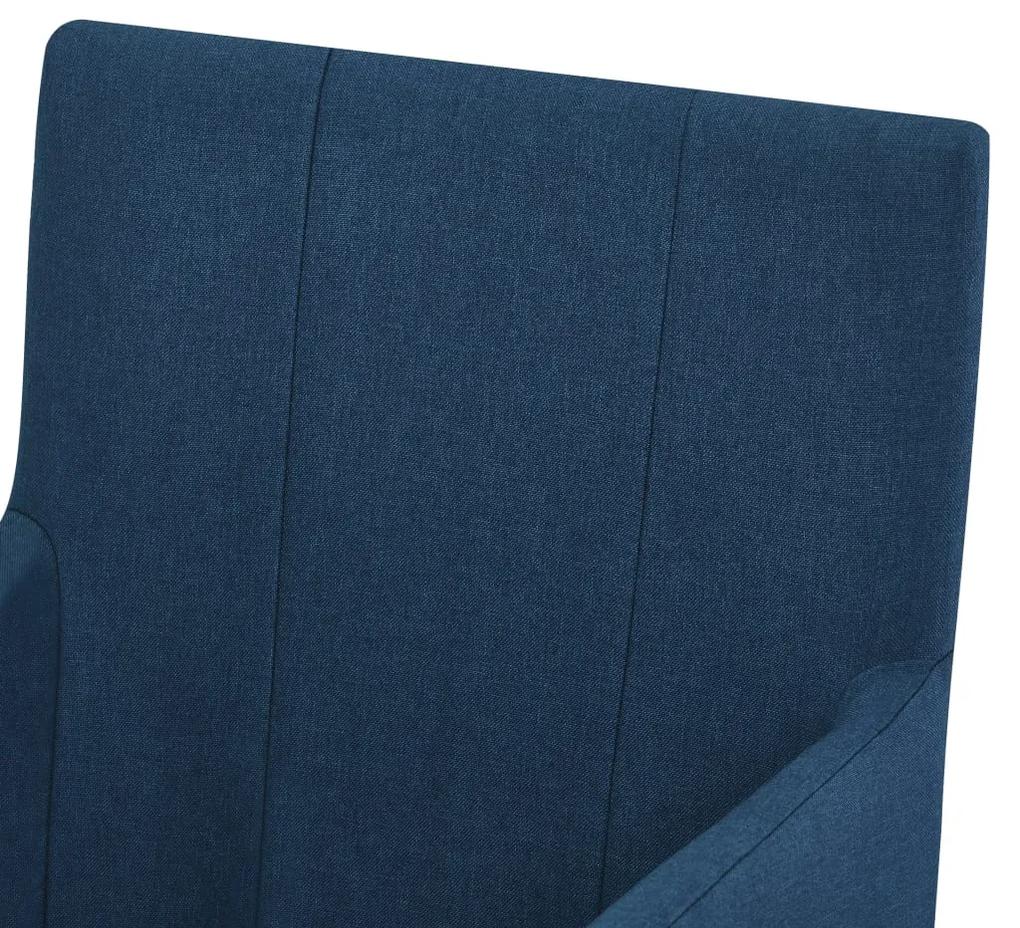 Scaune de bucatarie cu brate, 2 buc., albastru, material textil 2, Albastru