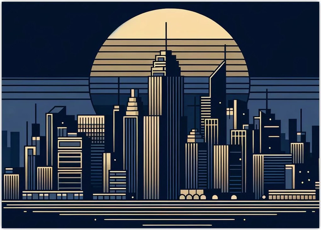 Tablou pe sticlă – Oraș geometric (70x50 cm)