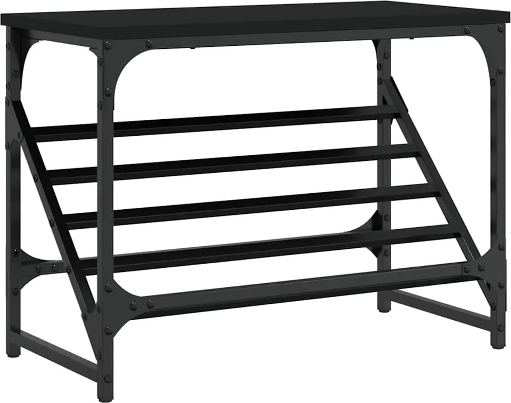 vidaXL Suport pantofi, negru, 60x30x45 cm, lemn prelucrat