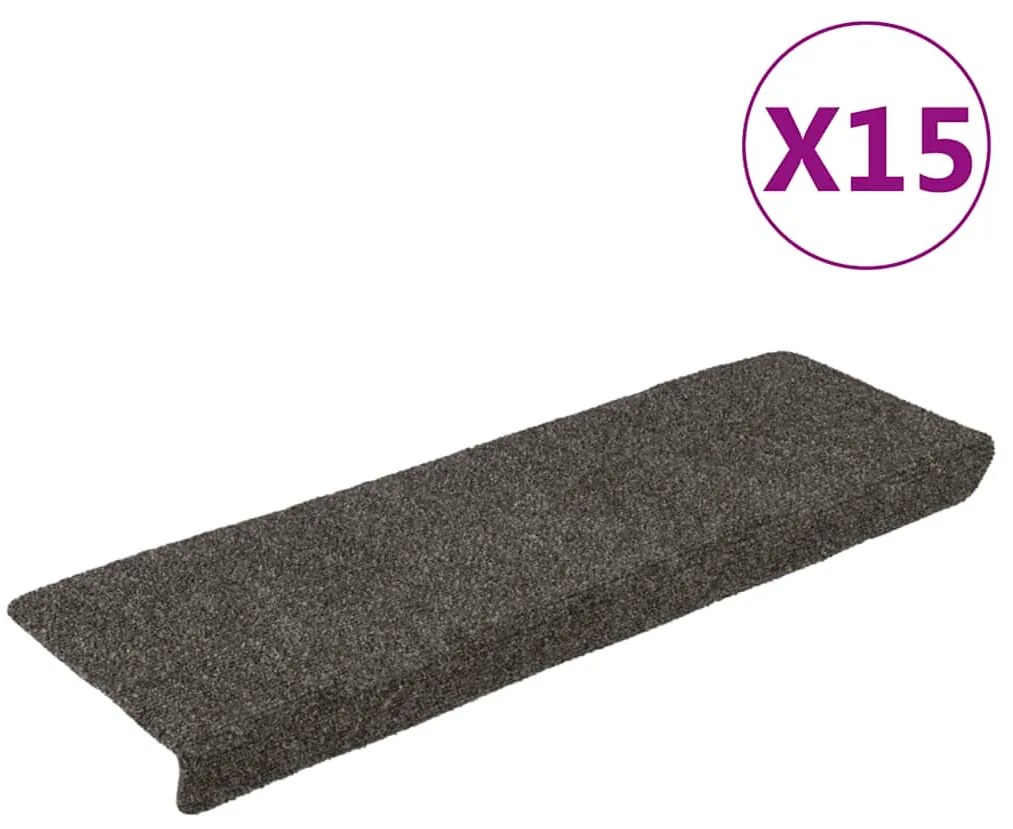 vidaXL Covorașe autoadezive pentru scări, 15 buc., 65x21x4 cm, antracit, cu margine dreptunghiulară