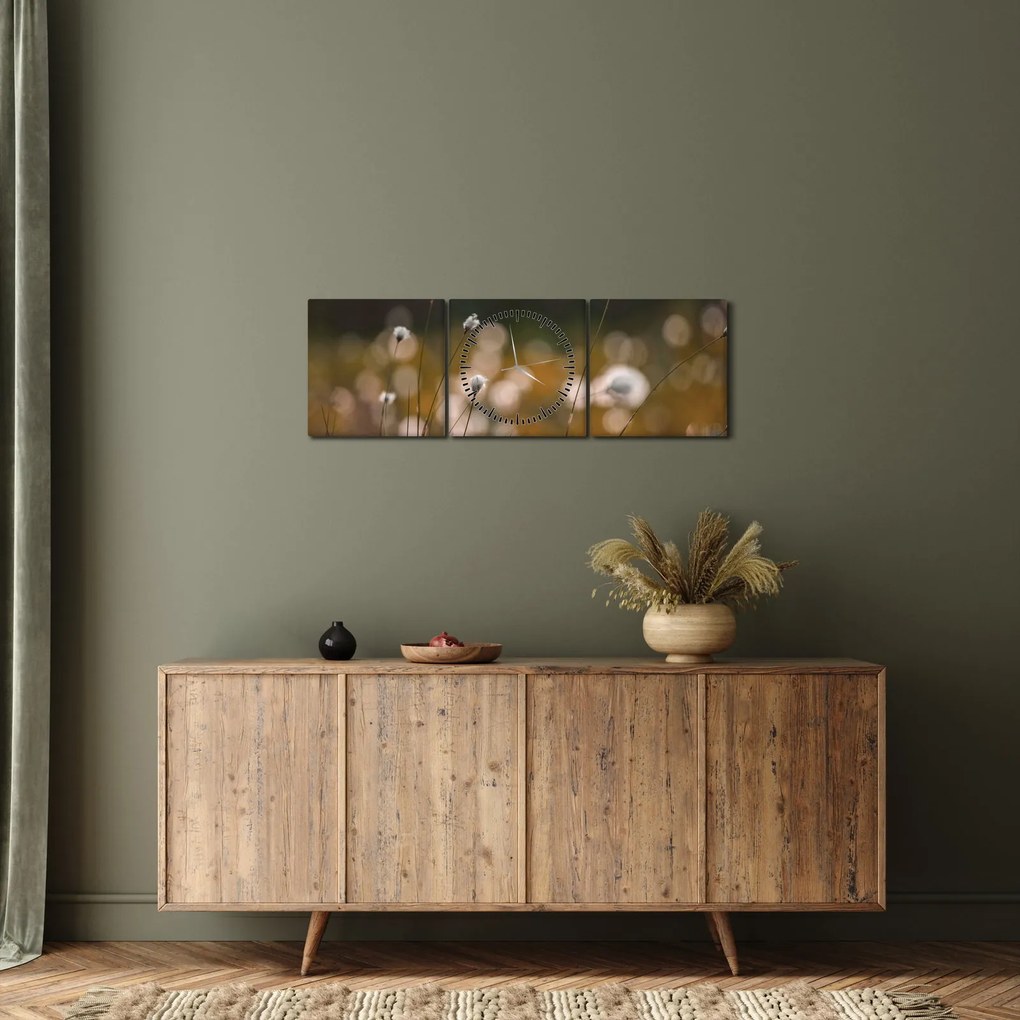 Tablou - Pajiște cu iarbă de cozonac N⁰2 (cu ceas) (90x30 cm)