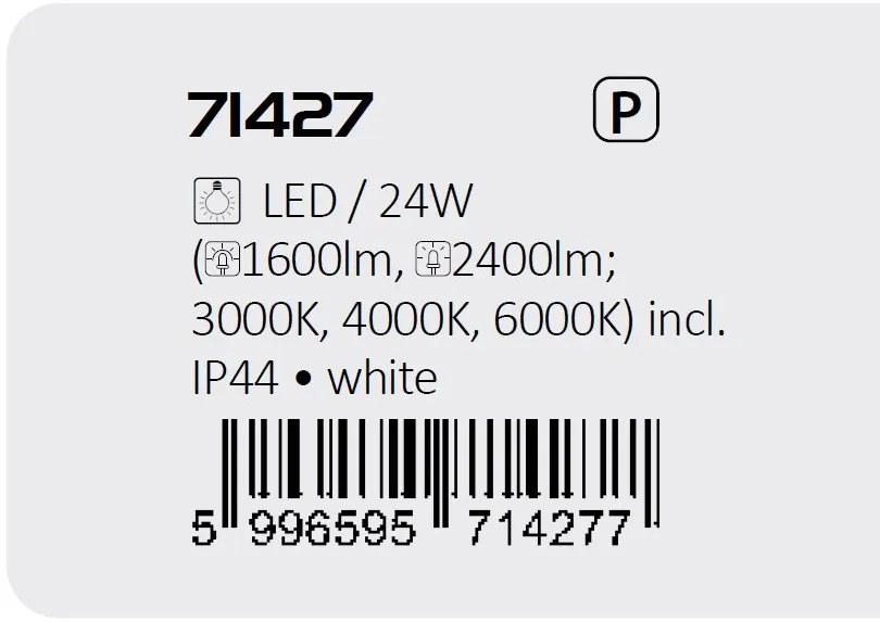 Plafoniera pentru baie, Protectie IP44 Alenzo D-35,5cm alba