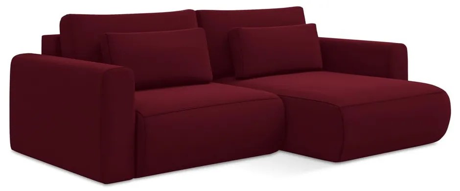 Colțar burgundy extensibil/cu spațiu de depozitare cu tapițerie din catifea (cu colț pe partea dreaptă/cu șezlong) Kapua – Makamii
