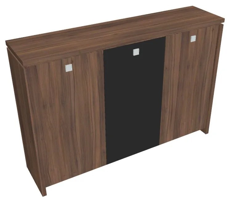 Dulap mediu pentru haine Verno 188 x 46 x 130 cm, uși combinate, nuc / negru
