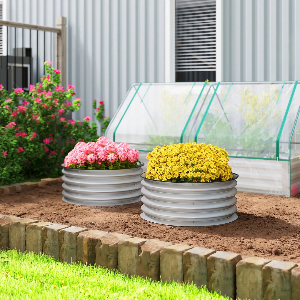 Outsunny Set 2 Paturi Înălțate de Gradină, Jardiniere Exterior cu Margine Protecție, Ideal pentru Flori și Legume, Design Ergonomic | Aosom Romania