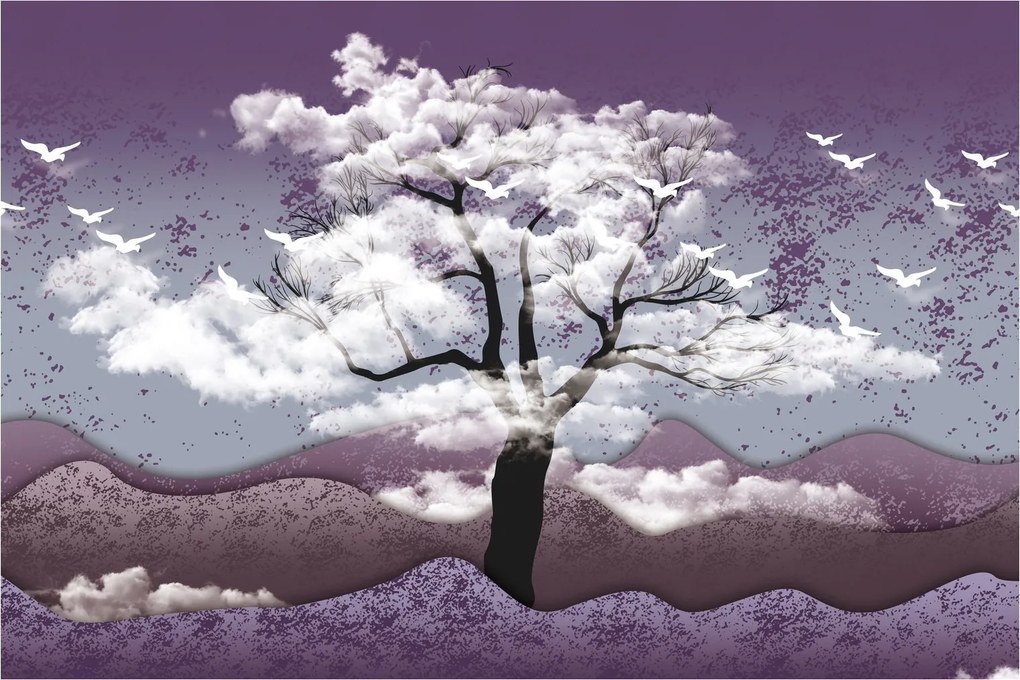 Tablou - Copac în nori (90x60 cm)