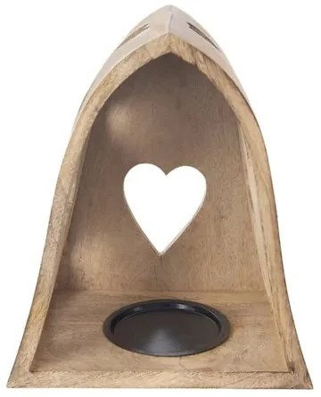 Orion Sfeșnic din lemn de mango Heart bell, 20 x14 x 23,2 cm