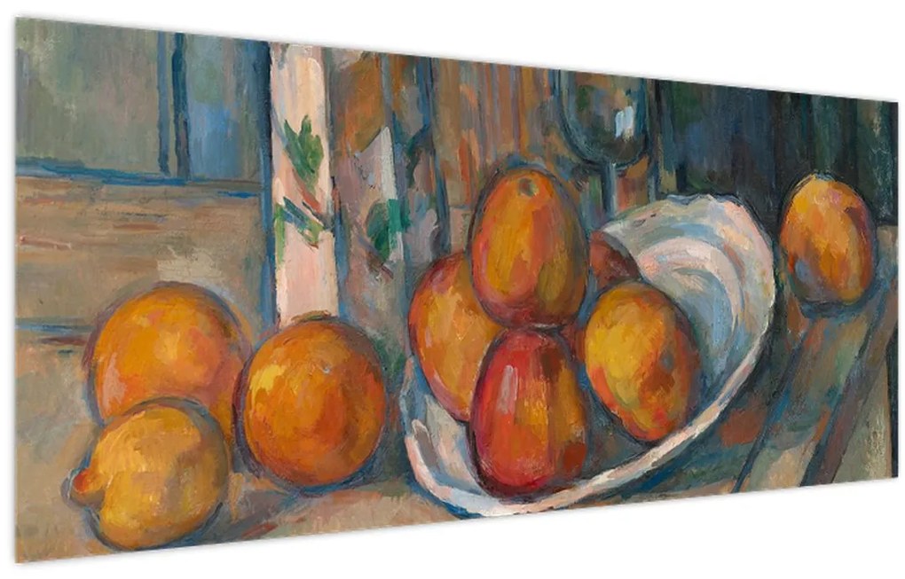 Tablou - Paul Cézanne, Still Life with Milk Jug and Fruit, reproducere (120x50 cm)