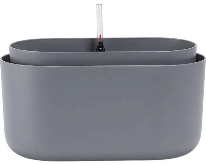 Jardinieră cu auto-irigare Plastia, gri,31 x 16 cm