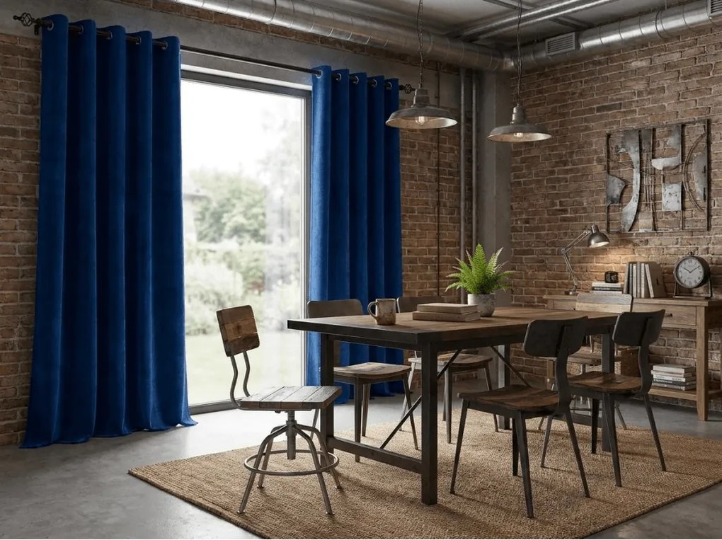 Draperie opaca ELVIO VELVET 140x250 cm, albastru marin Agatat: Rejansa