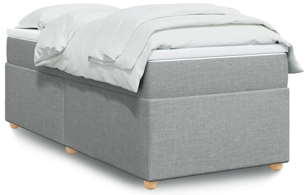 vidaXL Pat continental cu saltea, gri deschis, 80x200 cm, textil