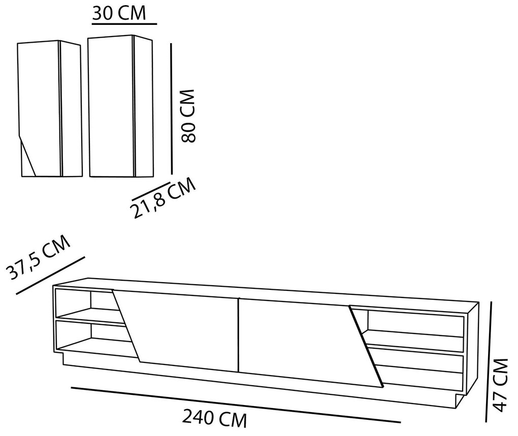 Mobilier living Ziva 2 (alb + teak). 1102661