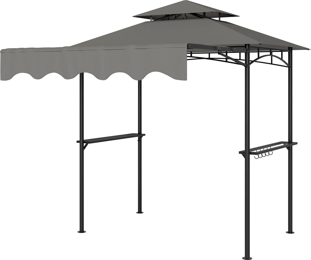 Outsunny Pavilion de grătar 242x149x248 cm rezistent la apă ignifug pavilion de grădină cu acoperiș cu dublu strat Gri | Aosom Romania