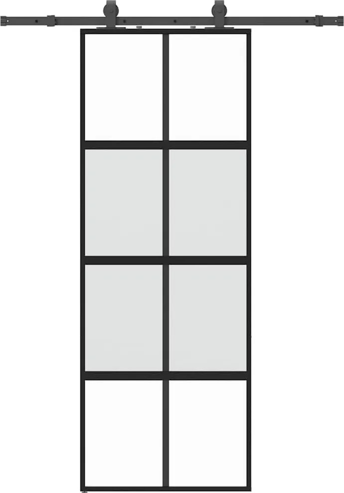 vidaXL Ușă glisantă cu set feronerie neagră 76x205cm sticlă securizată