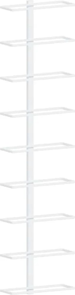 vidaXL Suport sticle de vin, de perete, 9 sticle, alb, fier