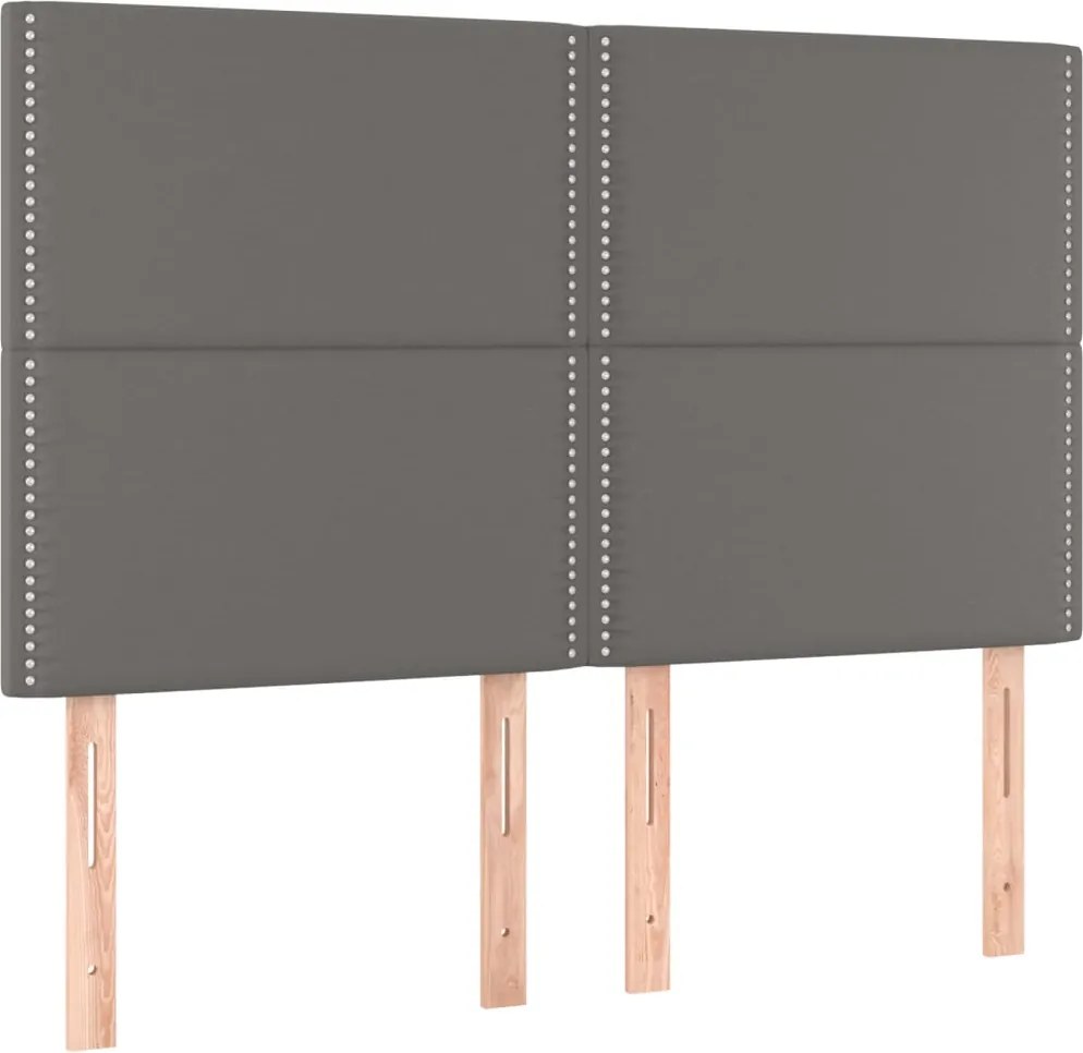 vidaXL Tăblie de pat gri 144x5x118/128 cm piele ecologică