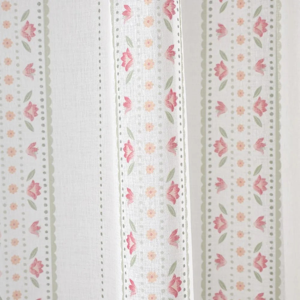 Perdea albă/roz 140x229 cm Floral Stripe – Catherine Lansfield