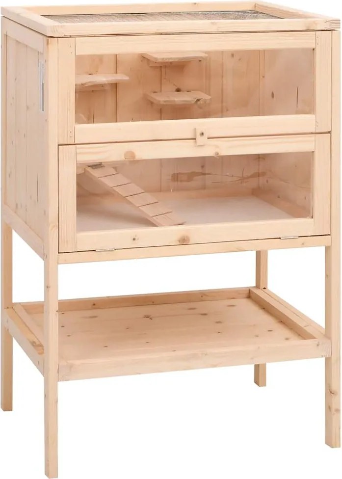 vidaXL Cușcă pentru hamsteri 55x40x80 cm, lemn masiv de brad