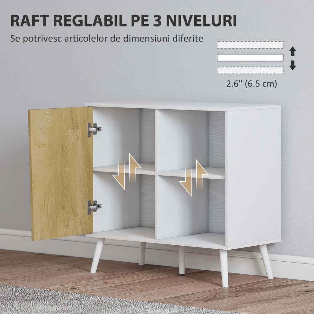 HOMCOM Dulap Modern Reglabil Alb | Aosom Romania