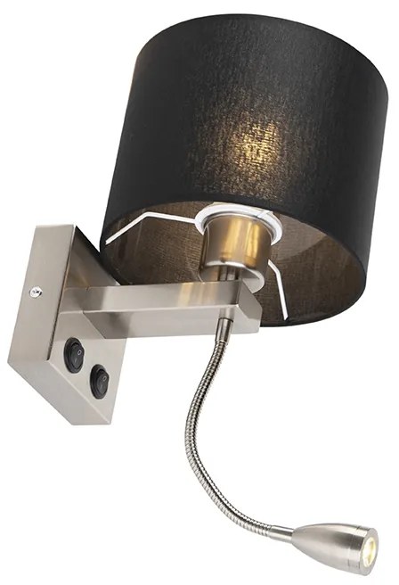 Lampa de perete moderna din otel cu abajur negru - Brescia