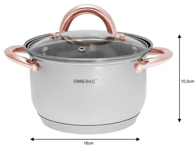 Set oale si tigai Kinghoff KH 1765, 12 h, Inductie, Inox / Golden rose