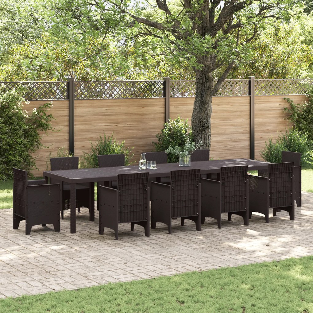 Masă de grădină vidaXL maro 350x100x73 cm din poli ratan