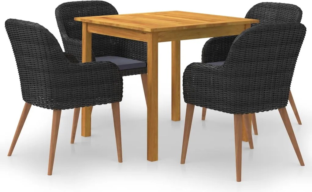 vidaXL Set mobilier de grădină, 5 piese, negru