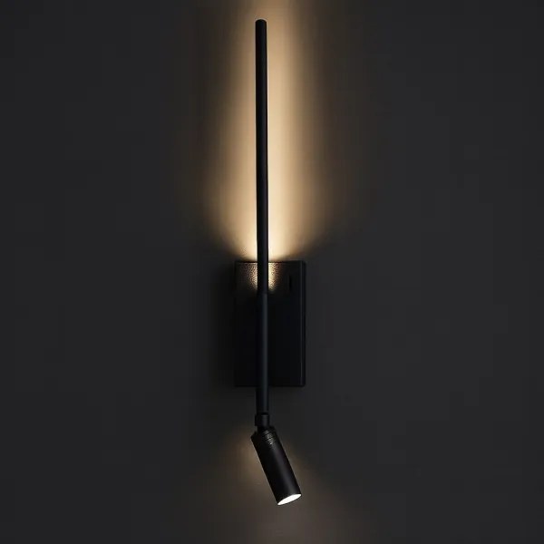 Aplică LED de perete TORCH, 6W/230V + 3W LED, negru