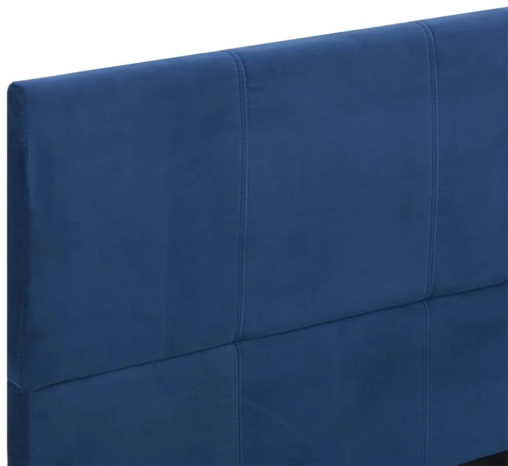 Cadru de pat, albastru, 160 x 200 cm, material textil Albastru, 160 x 200 cm