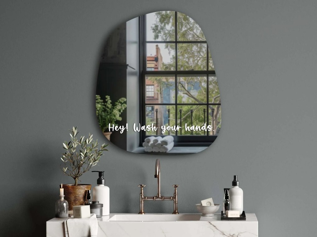 Autocolant pentru oglindă S32 – Hey! Wash your hands.