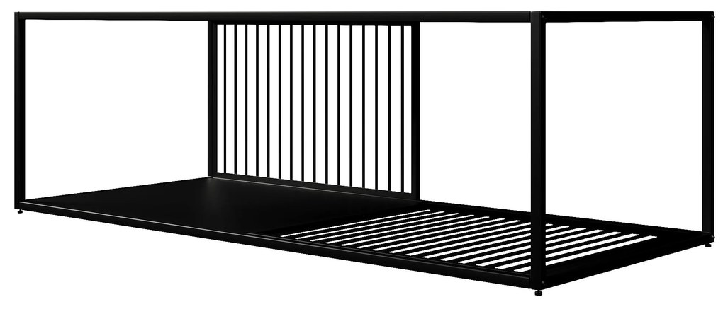 Masă de cafea cu sticlă călită, pentru spațiu de depozitare generos, 110x48x35 cm, Negru