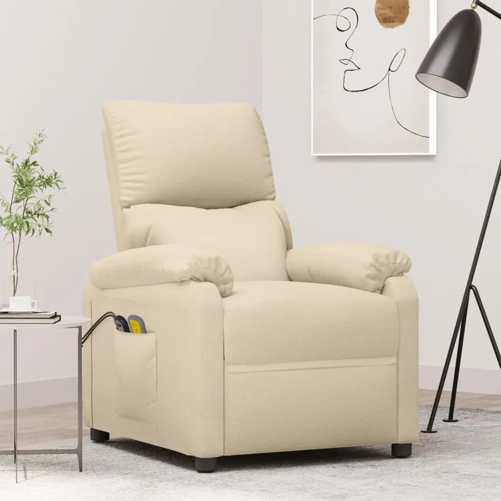 3073826 vidaXL Fotoliu de masaj electric rabatabil, crem, textil