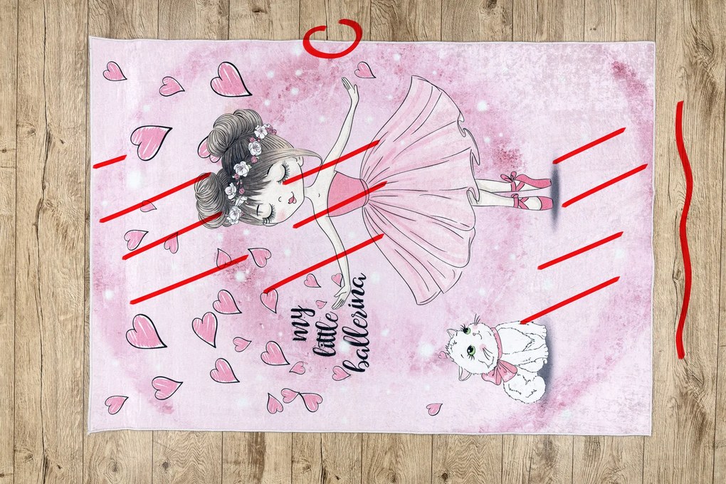 BAMBINO 2185 covor lavabil Balerina, pisicuta pentru copii anti-alunecare roz - SECUNDAR-COTATI PRODUSUL