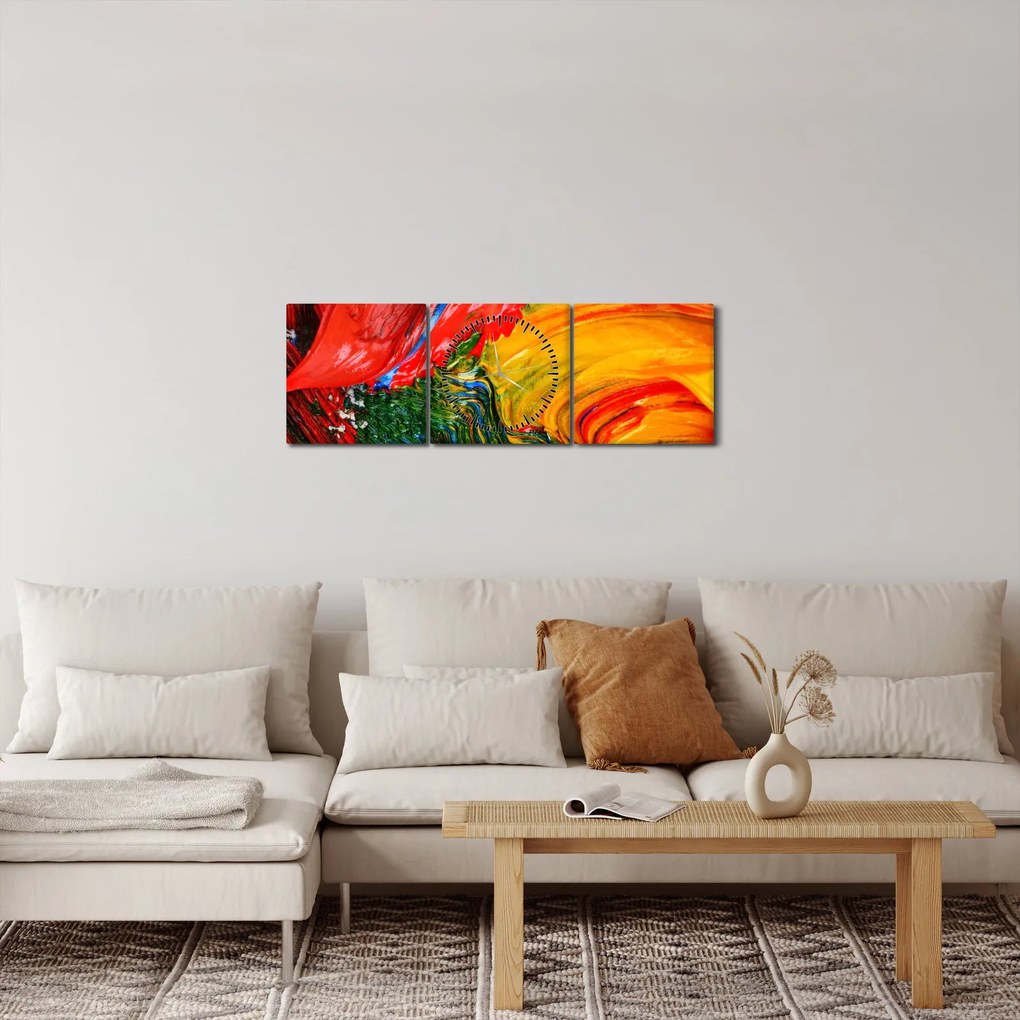 Tablou - Abstractizare albăstrire cu o perie (cu ceas) (90x30 cm)