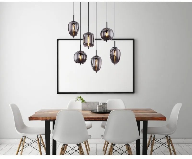 Lustra cu 6 pendule design modern Blacky negru mat