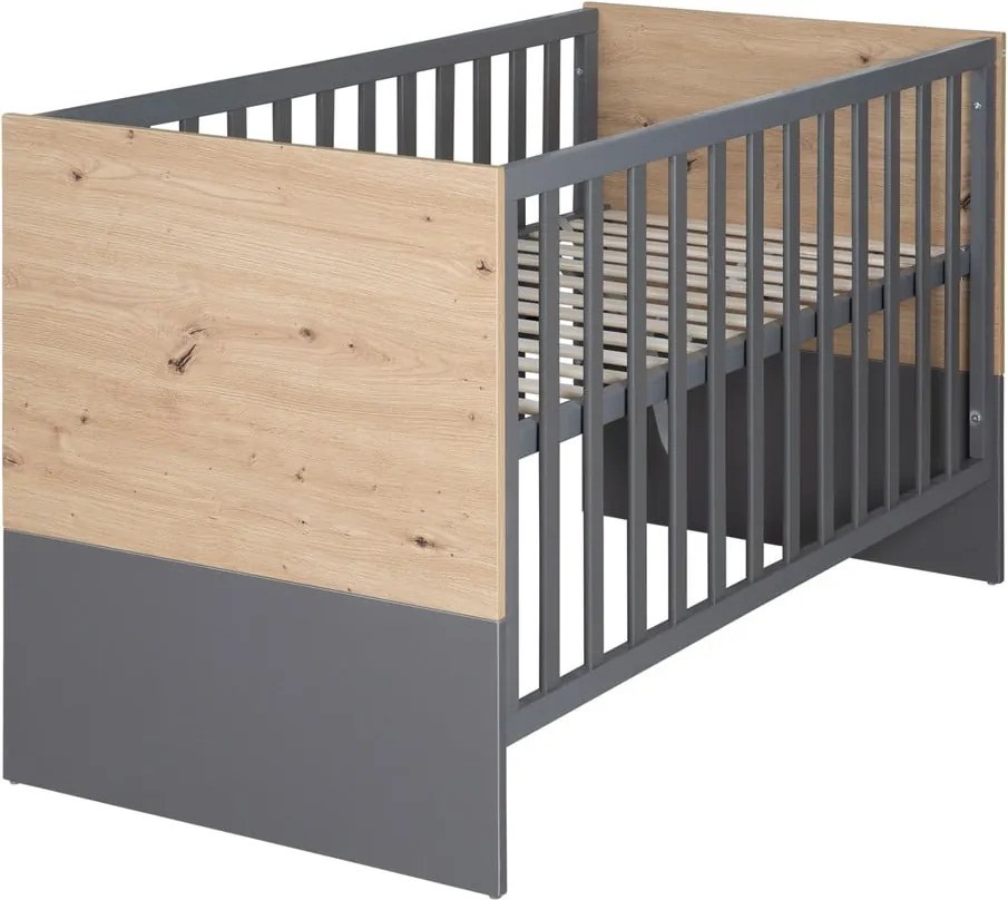 Pătuț gri-în culoare naturală 60x120 cm Anna – Roba