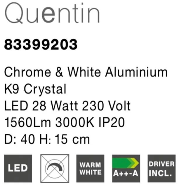 Lustra LED aplicata cristal K9 Quentin 40cm NVL-83399203