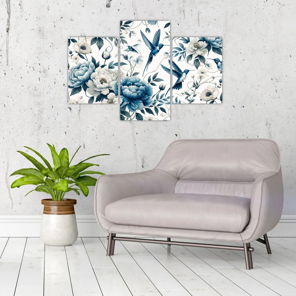 Tablou - Colibri cu flori (90x60 cm)