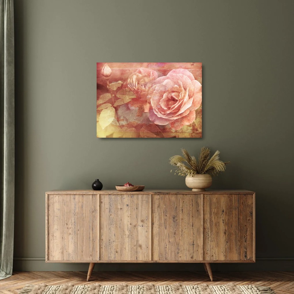 Tablou pe sticlă cu trandafir (70x50 cm)