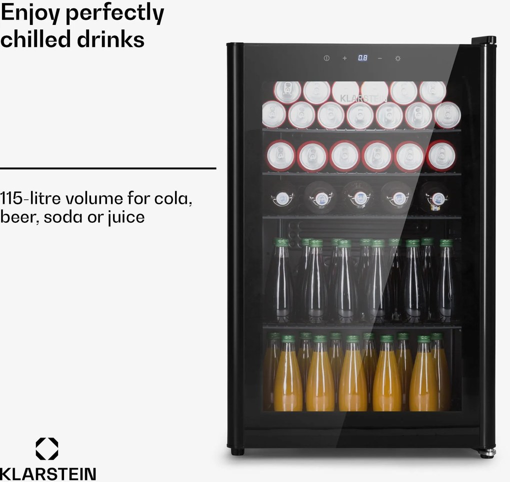 Klarstein Beercave 115 Frigider 115 ltr 4 rafturi Ușă de sticlă triplu izolată Touch