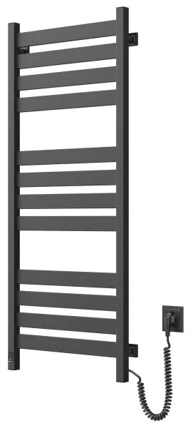 Radiator de baie tip scară cu termostat LARGO 541W/230V 120,6 cm IP44 negru, racordare pe partea dreaptă