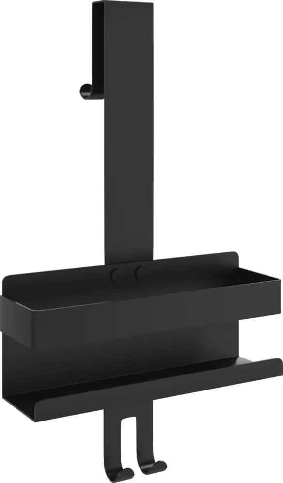 vidaXL Suport de duș suspendat, negru mat, oțel inoxidabil 304 periat