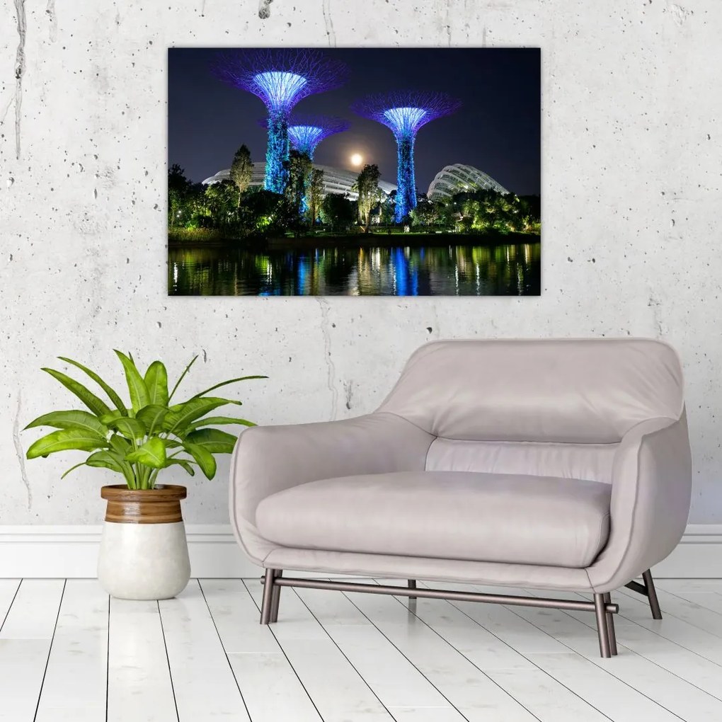 Tablou cu lună plină în grădinile din Singapur (90x60 cm)