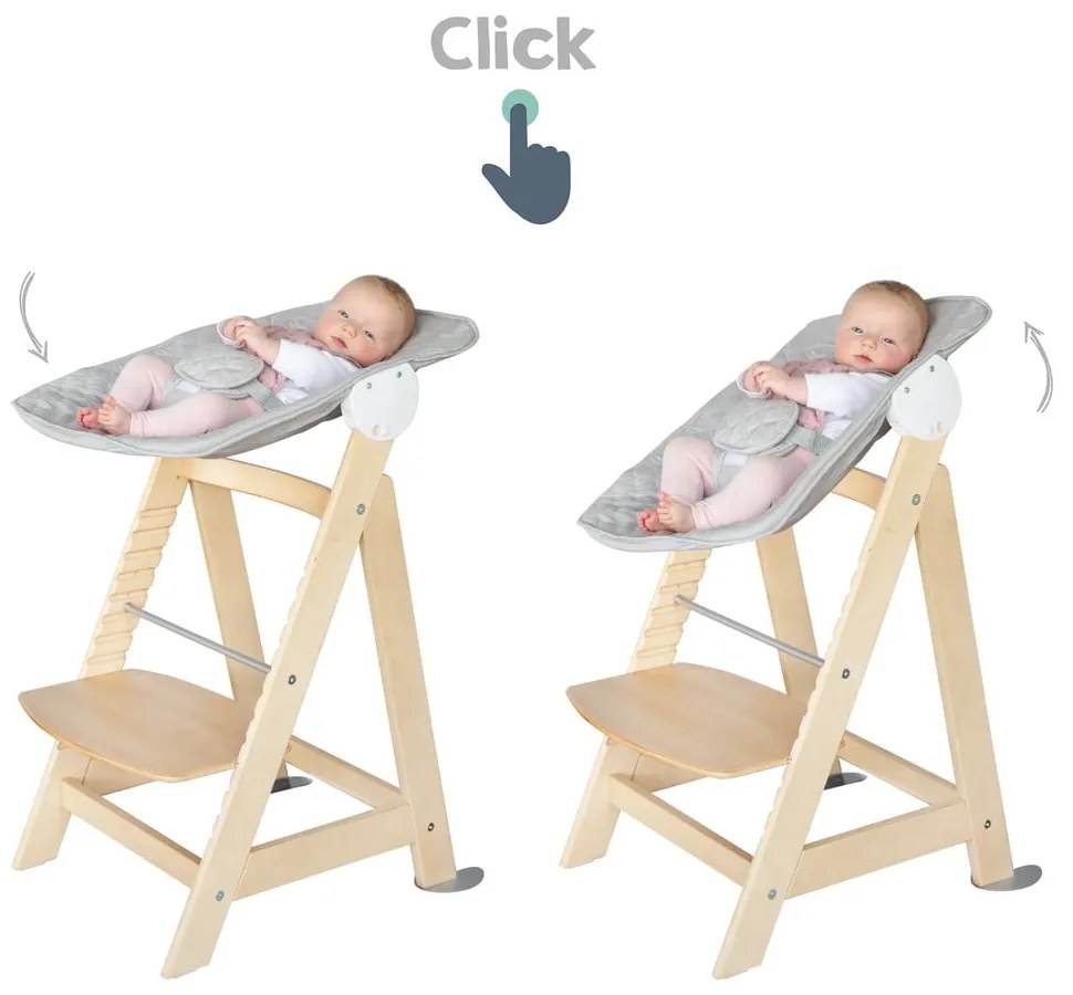 Scaun de masă pentru bebe gri deschis/în culoare naturală Style Born Up 2in1 – Roba