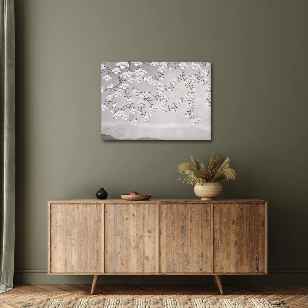 Tablou - Flori într-un peisaj gri (70x50 cm)