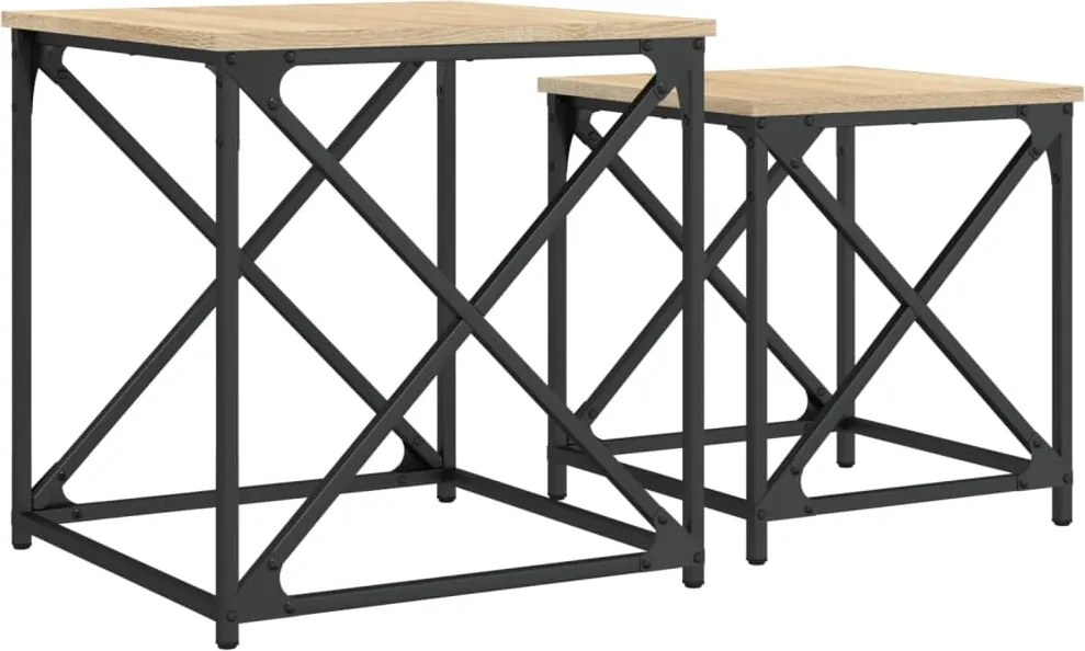 vidaXL Mese suprapuse de cafea, 2 buc, stejar sonoma, lemn prelucrat