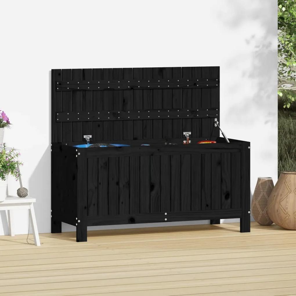 Cutie depozitare gradina, negru, 108x42,5x54 cm, lemn masiv pin