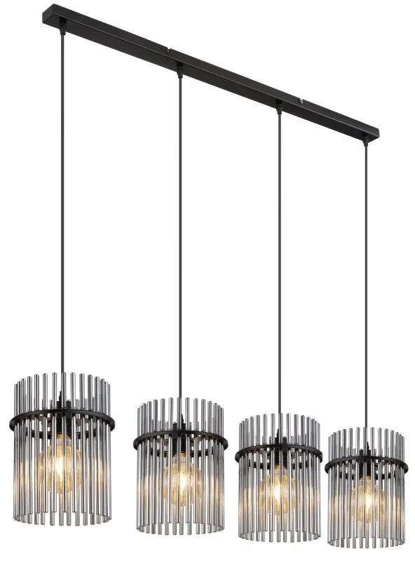 Lustra suspendata 4L design modern GORLEY negru, fumuriu