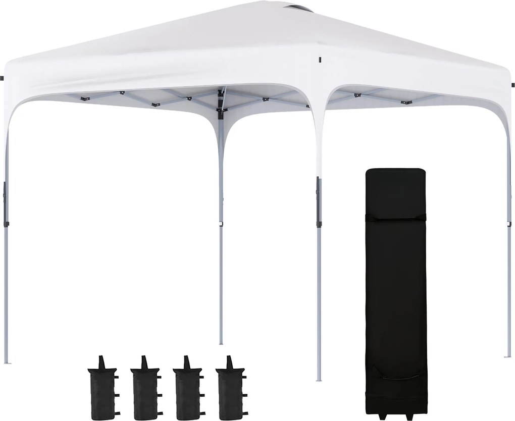 Outsunny Tonelă de grădină 2,5 x 2,5 m barnum pliabil Pop-up înălțime reglabilă pe 4 nivele material Oxford anti UV50+ cadru din oțel sac de transport inclus alb | Aosom Romania