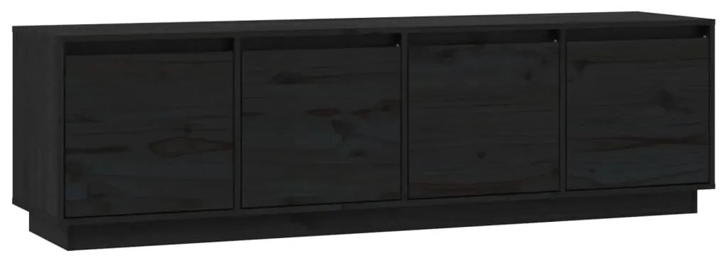 Comoda TV, negru, 156x37x45 cm, lemn masiv de pin